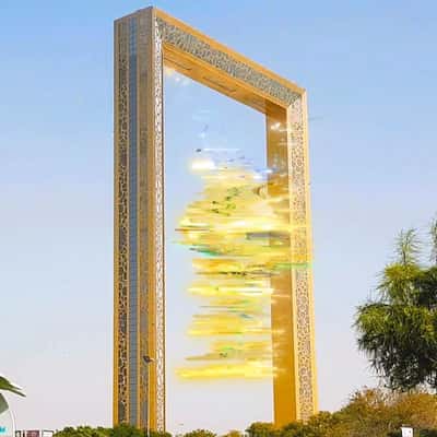 Jersey Hanging on the Dubai Frame in a fake-out-of-home ad OF OPPO