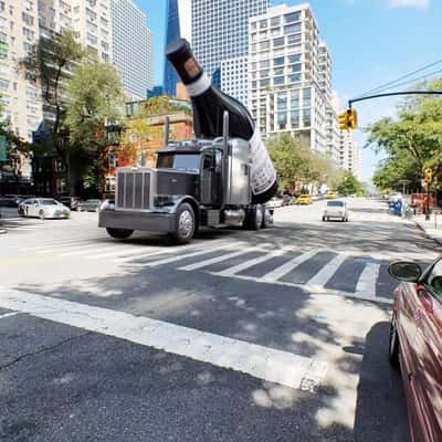 Truck Delivers Wine in New York in a fake-out-of-home ad of Pasqua