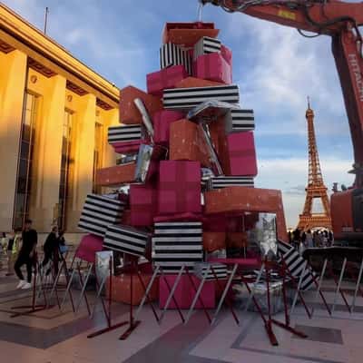Crane Puts Star on Stacked Gift Boxes in a fake-out-of-home ad of Sephora