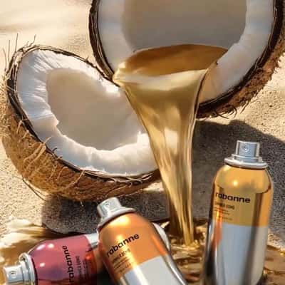 Coconut Opens Revealing Body Shimmer in a fake-out-of-home ad of Rabanne