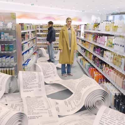 Receipts Scattered Across the Floor in a fake-out-of-home ad of DM