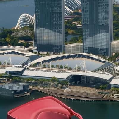 Hand Bag Floating in Singapore in a fake-out-of-home ad of PEDRO