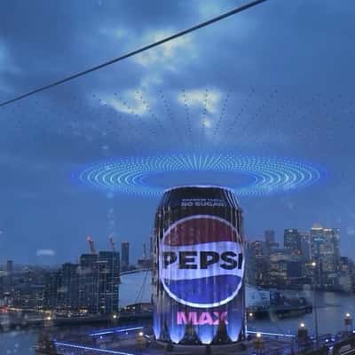 Can Inflates at River Thames in a fake-out-of-home ad of Pepsi