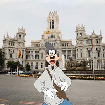 Goofy Spotted at Cibeles Palace in a fake-out-of-home ad of Disney