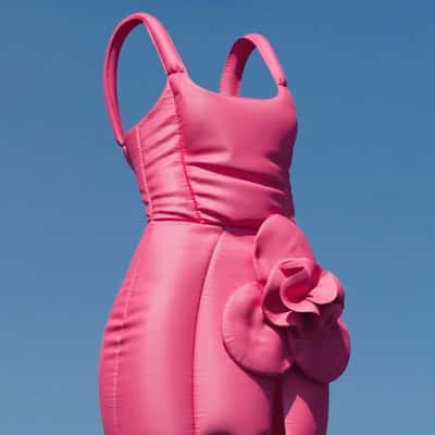 Inflated Dress Floats in the Air in a fake-out-of-home ad of Anthropologie
