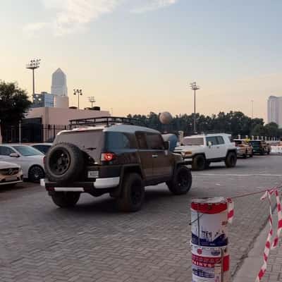 SUVs Playing Volleyball in a fake-out-of-home ad of automax
