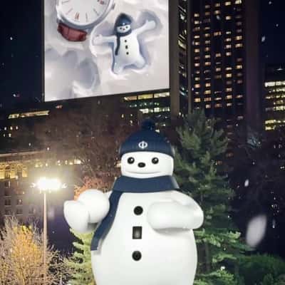 Mascot Display in Ice Skating Rink in a fake-out-of-home ad of Baume & Mercier