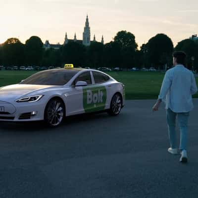 Hologram Taxi from Phone Comes to Life in a fake-out-of-home ad from Bolt