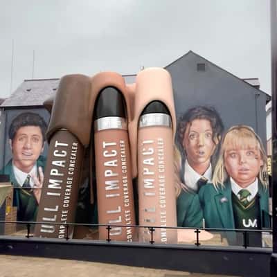 Concealers Over Flow from Massive Bottles in a fake-out-of-home ad of BPerfect Cosemetics