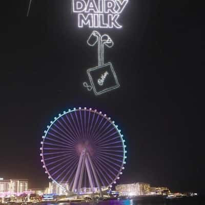 New Year Drone Light Show in Dubai in a fake-out-of-home ad of Cadburr