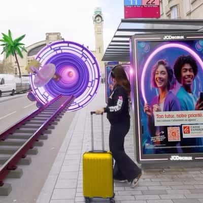 Train Surfaces from Portal in a fake-out-of-home ad of Caisse d'Epargne