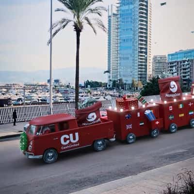 Bills Float in Air from Truck in a fake-out-of-home ad of CashUnited