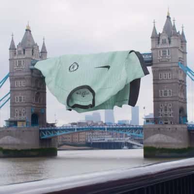 Jersey Hanging at Tower Bridge in a fake-out-of-home ad of Chelsea FC