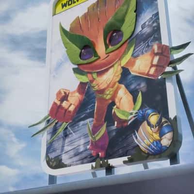 Billboard with Robotic Arms in a fake-out-of-home ad of E.Leclerc