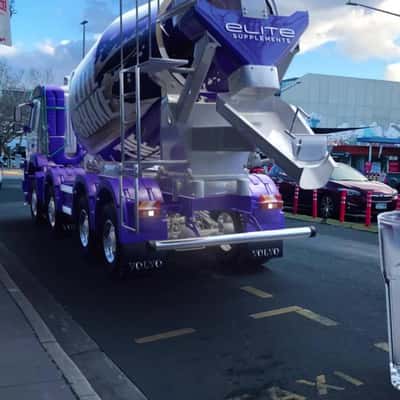 Mixer Truck Pours Protein Shake in a fake-out-of-ad of Elite Supps Australia