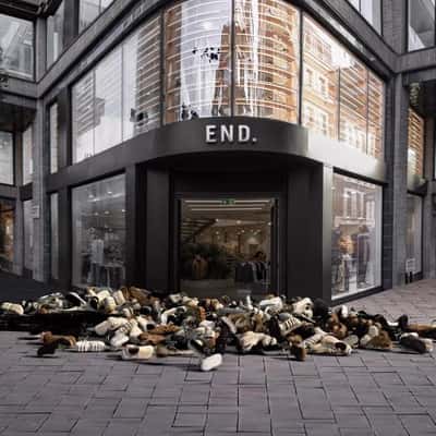 Crocs Lands at Store Front in a fake-out-of-home ad of END.