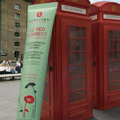 Cream Tube Topples Telephone Box in a fake-out-of-home ad of Erborian