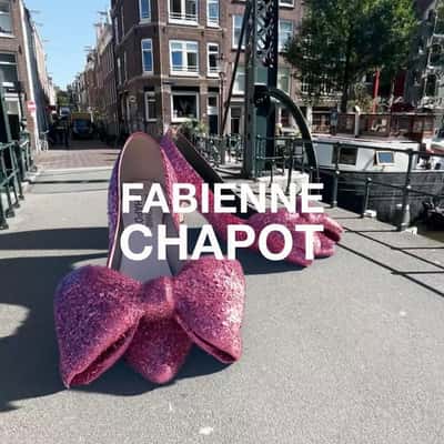 Bow Inflates on Glittered Shoes in a fake-out-of-home ad of Fabienne Chapot