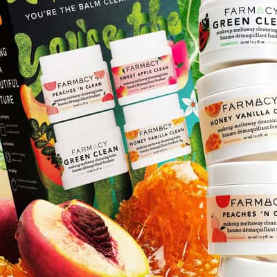 Balm Rolls in the Store Garden in a fake-out-of-home ad of Farmacy Beauty