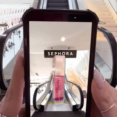 Beauty Products Visible on Phone in a fake-out-of-home ad of Sephora
