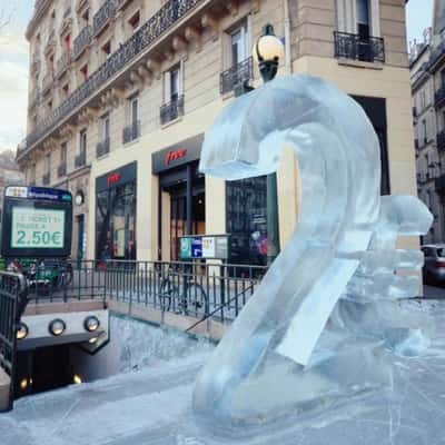 Sculpture Installation at Subway Entrance in a fake-out-of-home ad of Free