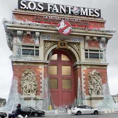 Landmark Turned into Headquarters in a fake-out-of-home ad of Sony Pictures