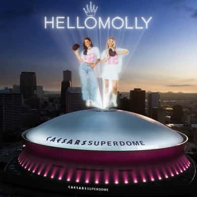 Stadium Projects Holographic Models in a fake-out-of-home ad of Hello Molly