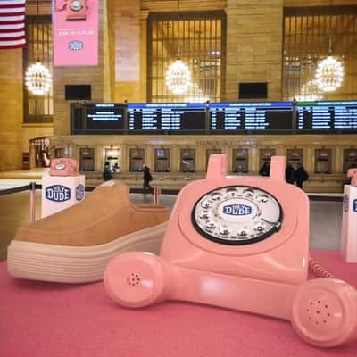 Telephone Rings Inside the Terminal in a fake-out-of-home ad of Hey Dude