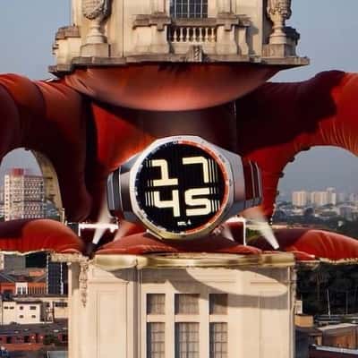 Smartwatch Clock Tower in a fake-out-of-home ad of Huawei