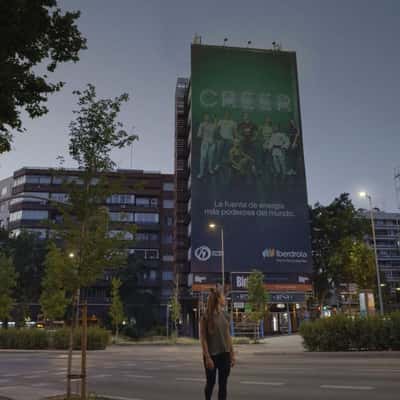 Cable Wires Power Billboard Lights in a fake-out-of-home ad of Iberdrola