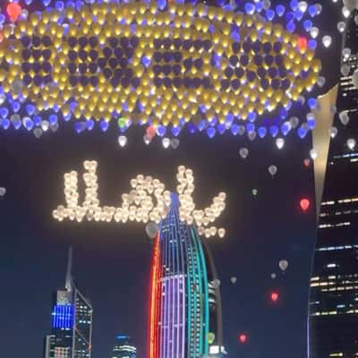 Hot Air Balloon Light Show in a fake-out-of-home ad of IKEA