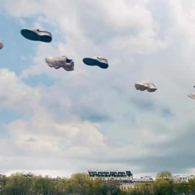 Flying Sneakers Spotted in a fake-out-of-home ad of JD Sports