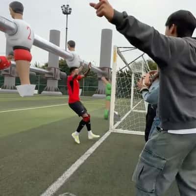 Soccer Table on Soccer Field in a fake-out-of-home ad of Jesse Lingard