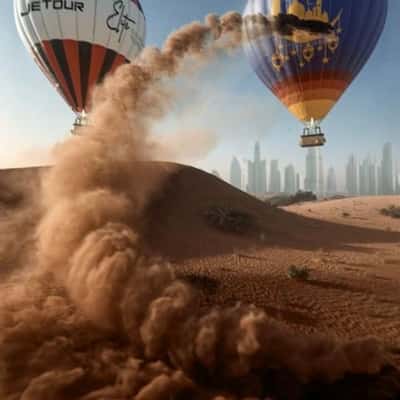 SUV Slides Over Sand Dunes in a fake-out-of-home ad of Jetour
