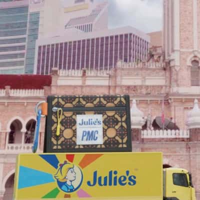 Delivery Truck Carrying a Pouch in a fake-out-of-home ad of Julie's Biscuits