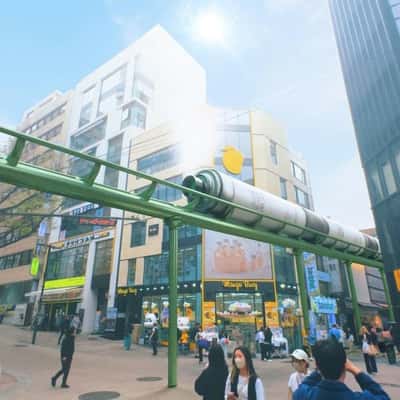 Mist Bottle Train on Railway in a fake-out-of-home ad of JUNG SAEM MOOL