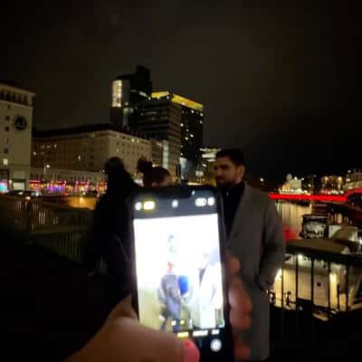 Red Drone Lights Form Logo in a fake-out-of-home ad of KFC