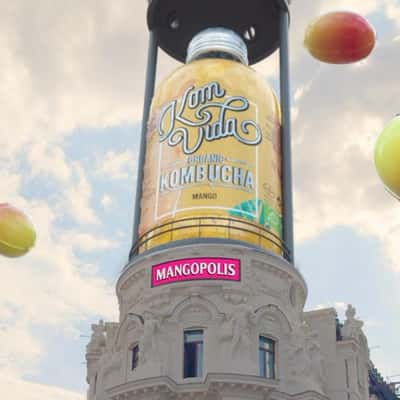 Mango Drink Rises from Dome in a fake-out-of-home ad of Komvida
