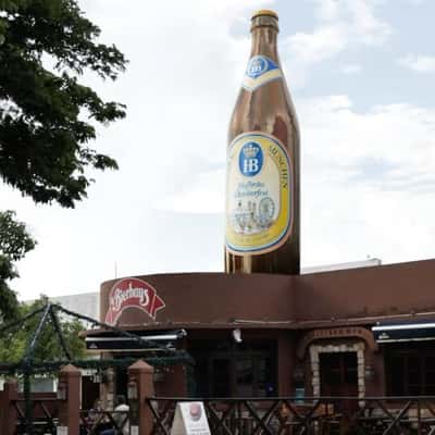 Helicopter Delivers Beer in a fake-out-of-home ad of La Bierhaus