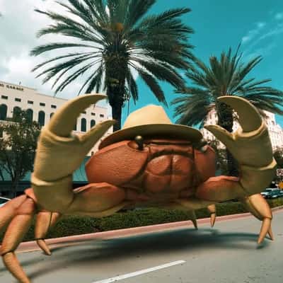 Crab Spotted Wearing a Hat in a fake-out-of-home ad of La Pata Gorda