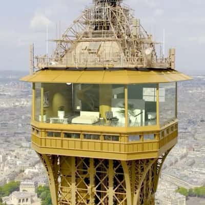 Hotel Room at Eiffel Tower Summit in a fake-out-of-home ad of La Tour Eiffel