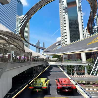 Highway Turns into Racetrack in a fake-out-of-home ad of Lamborghini