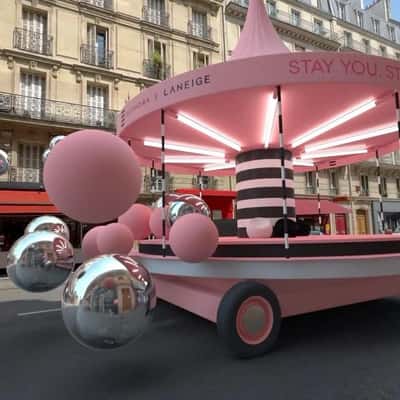 Carousel on Wheels in a fake-out-of-home ad of LANEIGE