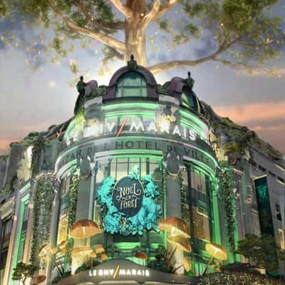 Facade Turns into Enchanted Forest in a fake-out-of-home ad of Le BHV Marais