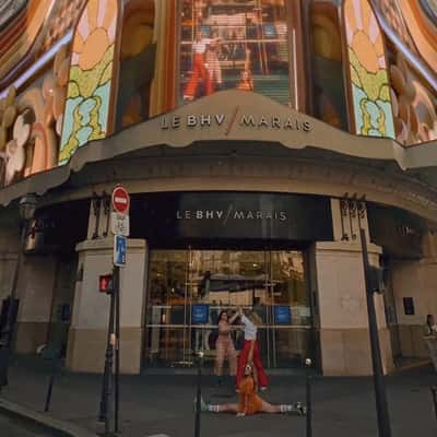 Store Sparkles with Disco Ball in a fake-out-of-home ad of Le BHV Marais