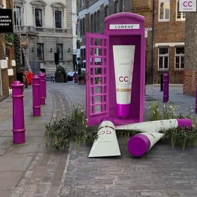 CC Cream Falls on Phone Booth in a fake-out-of-home ad of Lumene