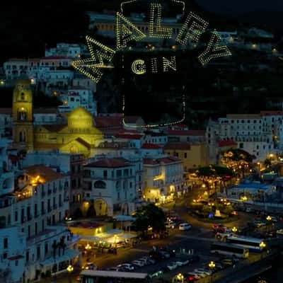 Drone Lights Create Gin Bottle in a fake-out-of-home ad of Malfy Gin