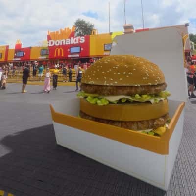 Burger Boxes Land on Festival Grounds in a fake-out-of-home ad of McDonald's