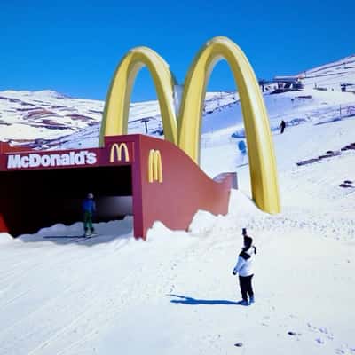 Brand-Themed Ski Ramp in a fake-out-of-home ad of McDonald's
