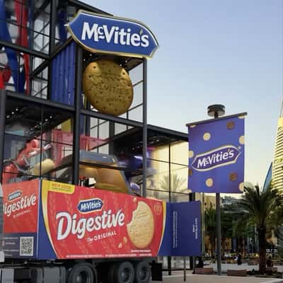 Big Biscuits Loaded onto Truck in a fake-out-of-home ad of McVitie's